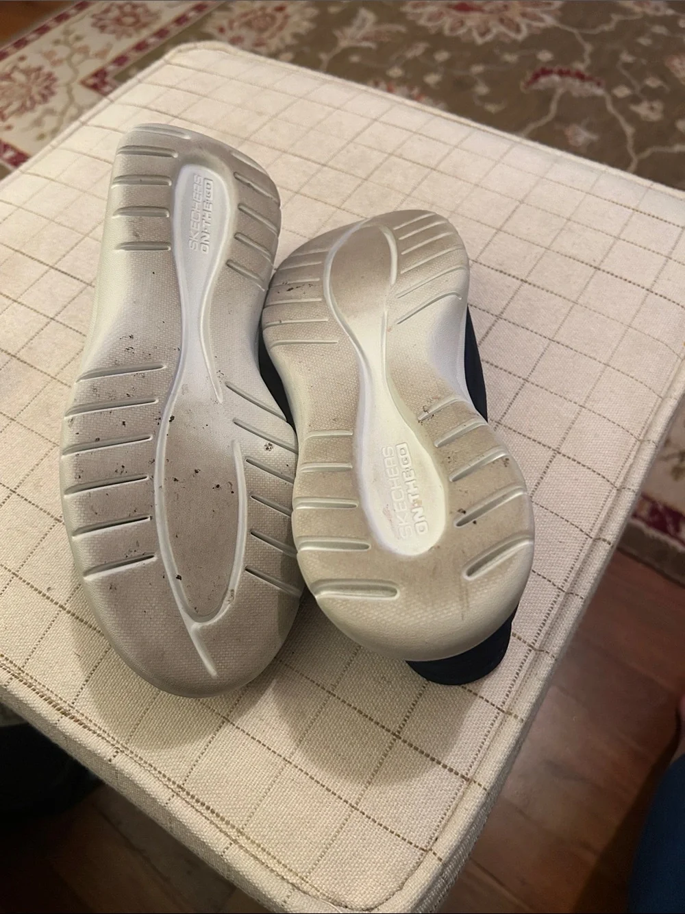 Skechers Navy Slip-Ins with White Soles
